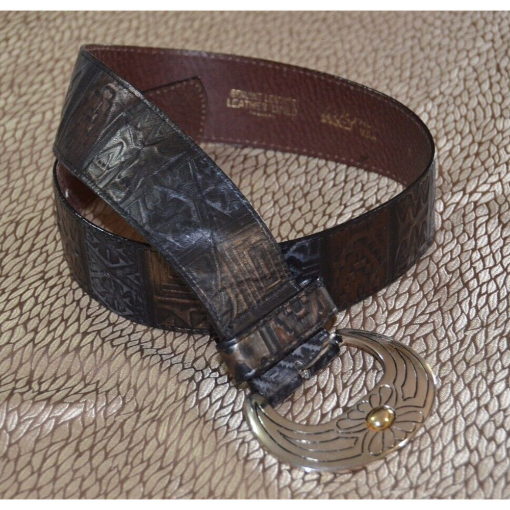 EA Emporio Armani Large Fashion Designer Belt Buckle Leather Belt Made in Italy
